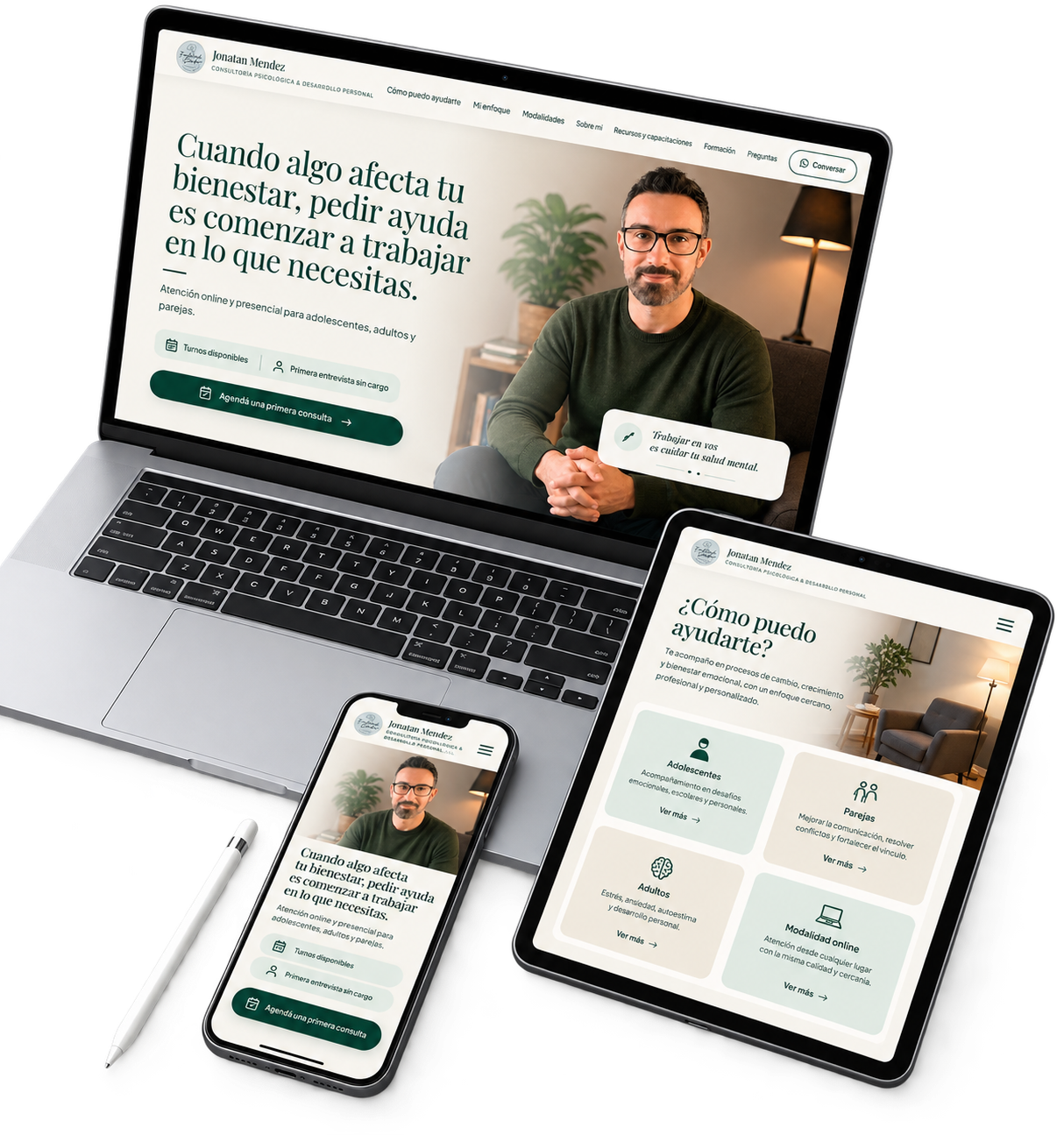 Mockup de sitio web desarrollado por Calmani Agency